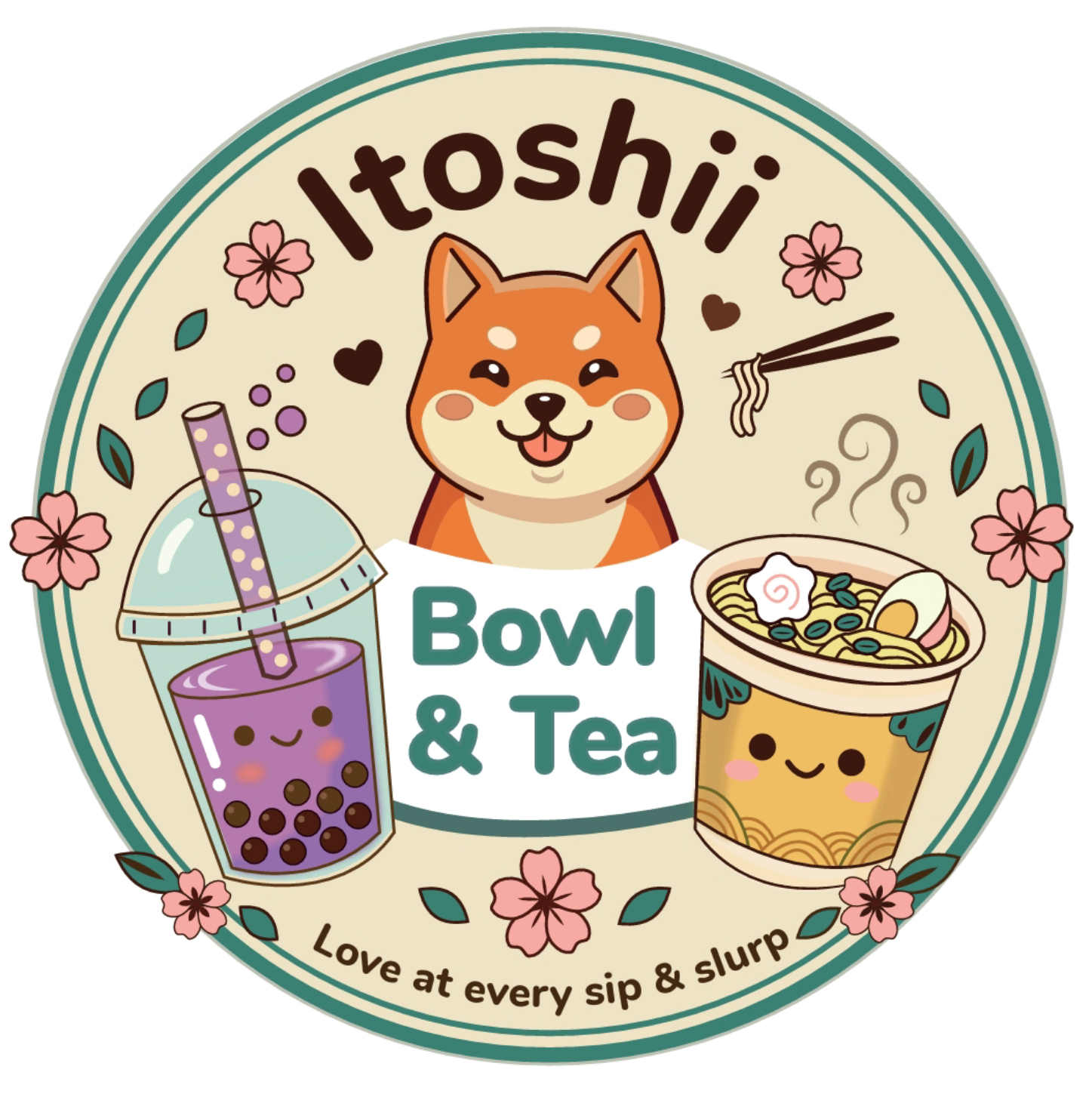 Itoshii - Bowl & Tea Shiba Inu + Ramen + Bubble Tea